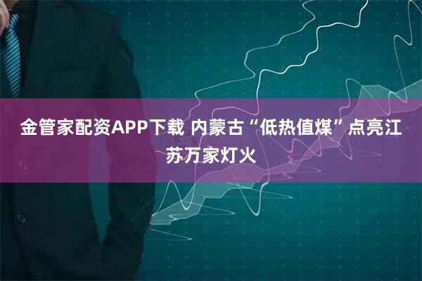 金管家配资APP下载 内蒙古“低热值煤”点亮江苏万家灯火